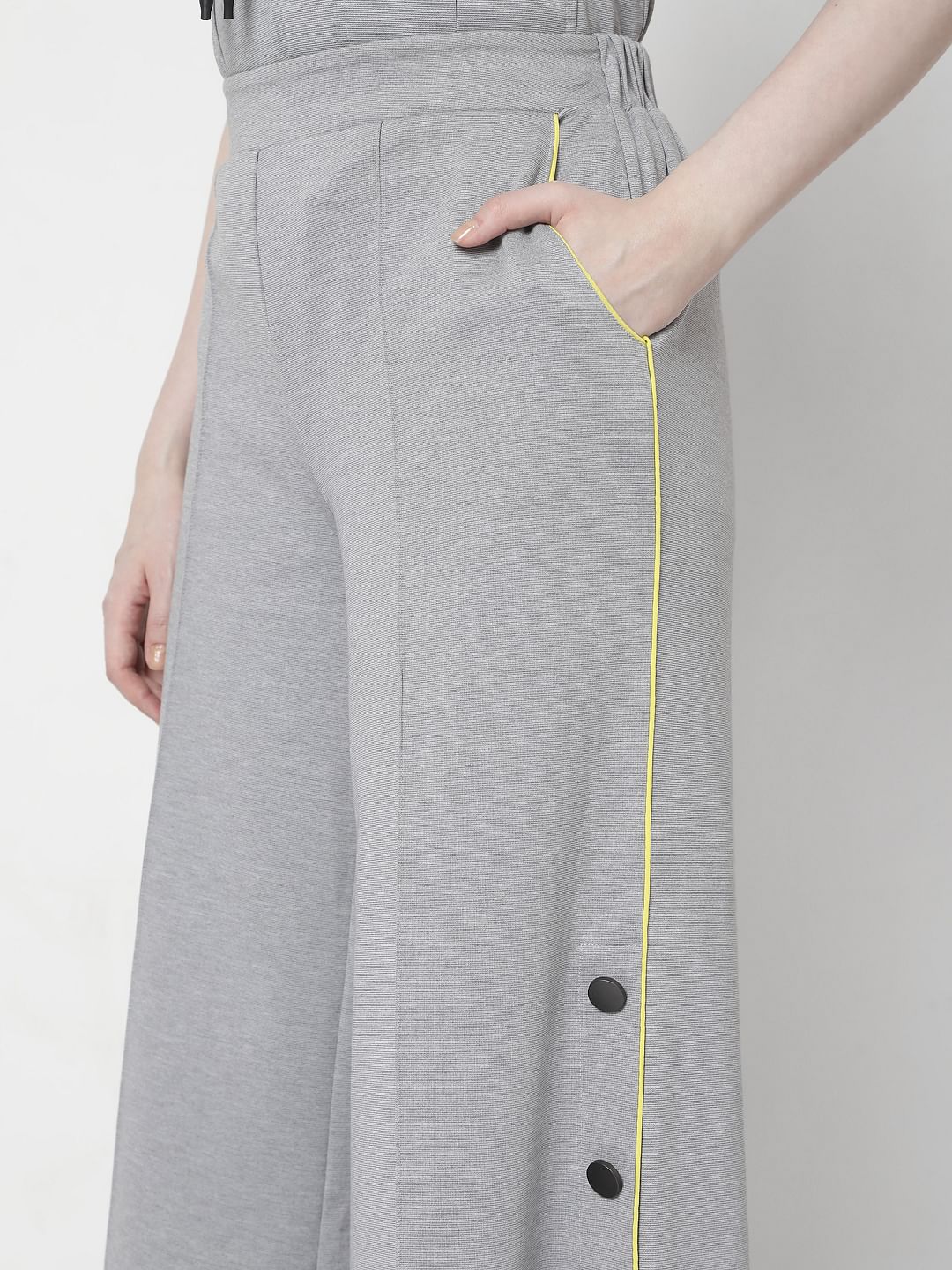 Grey Flared Track Pants