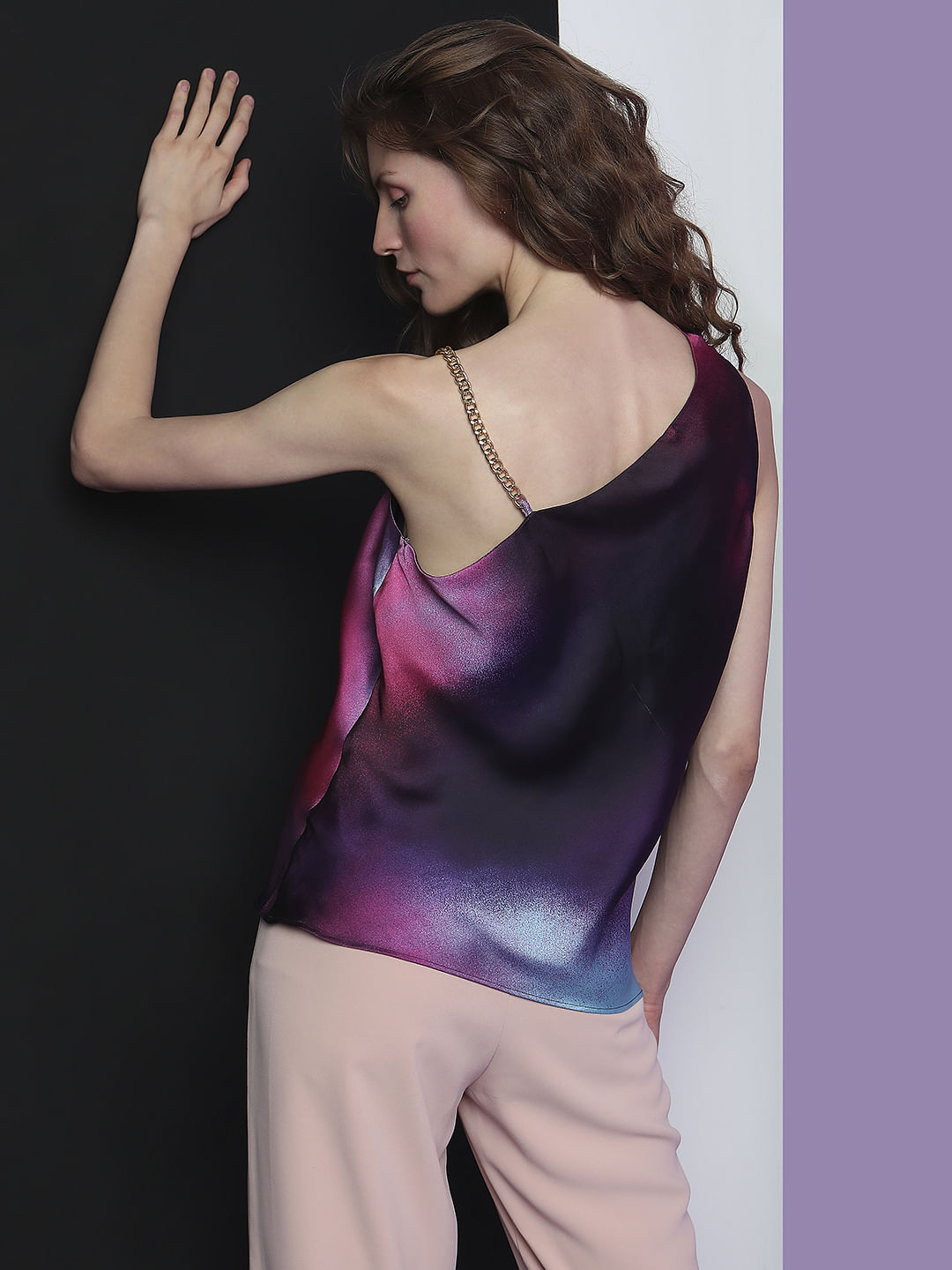 Marquee Purple Ombre Satin Top