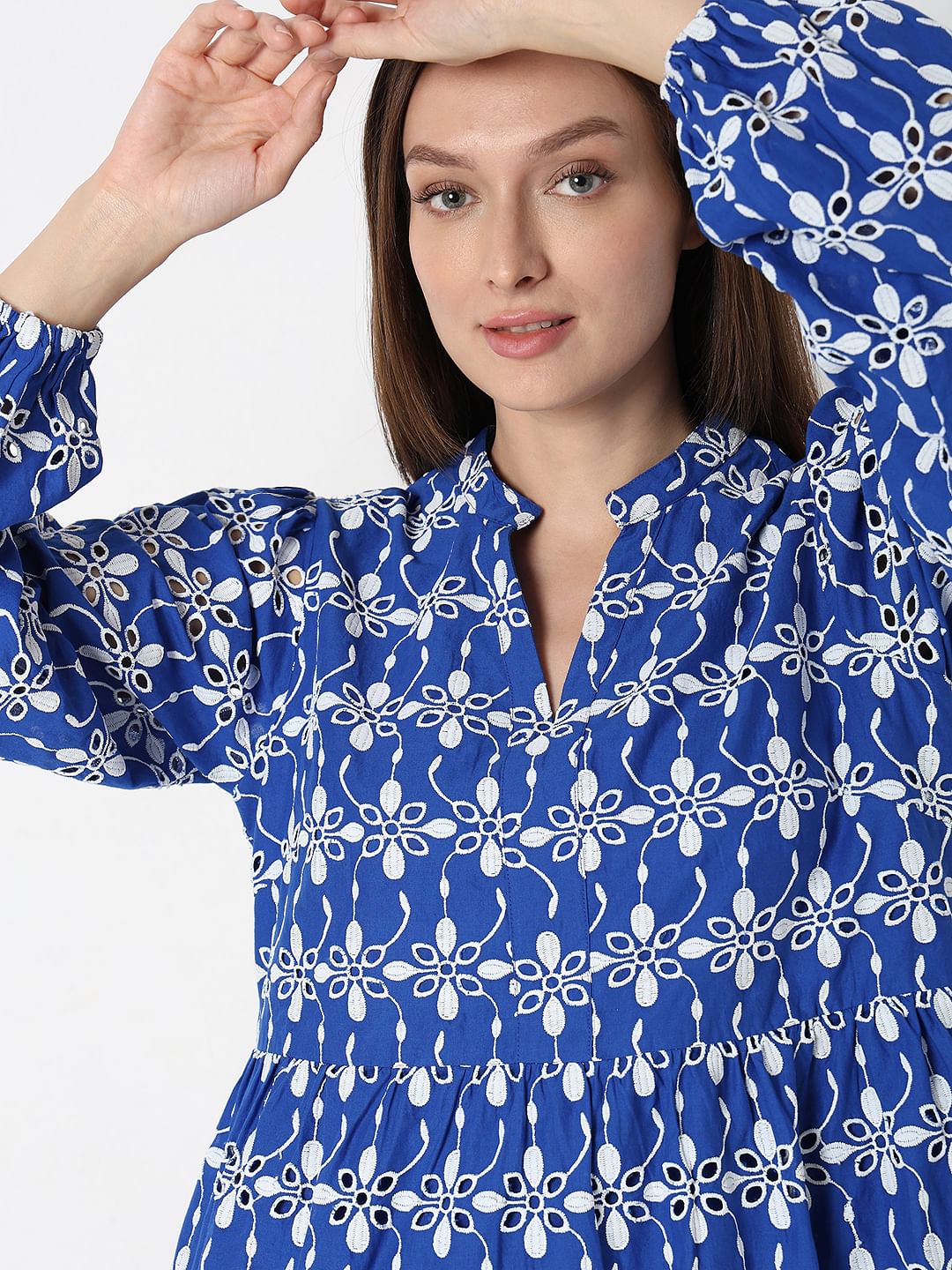 Blue Embroidered Dress