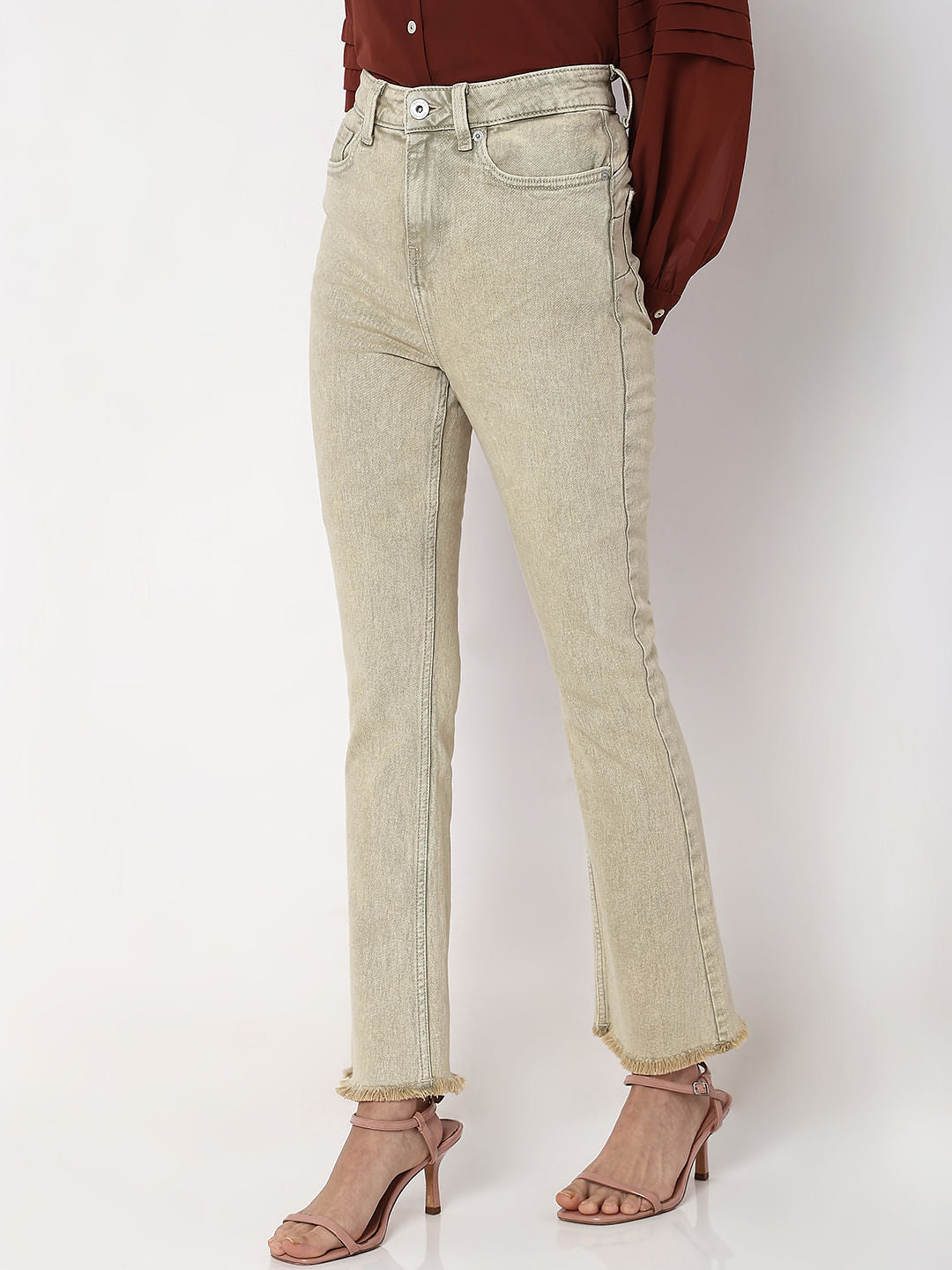 Light Green High Rise Petra Bootcut Jeans