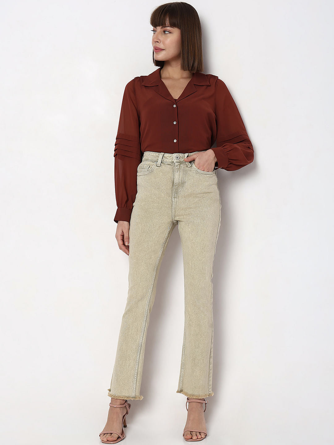 Light Green High Rise Petra Bootcut Jeans