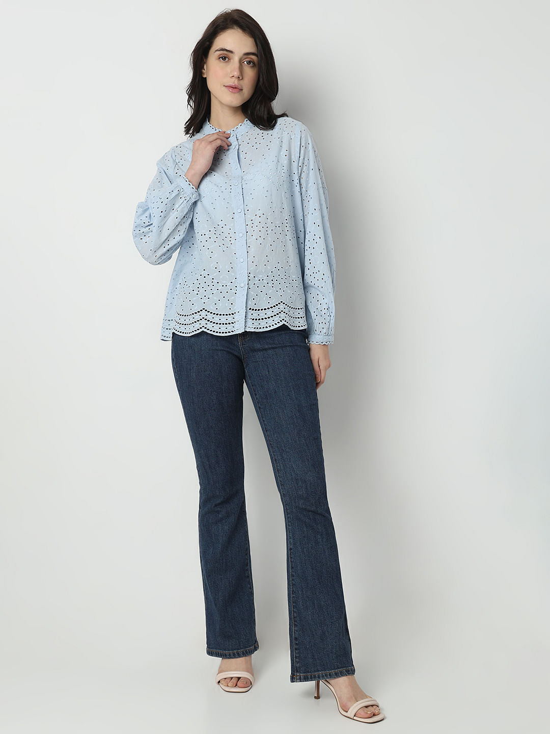 Light Blue Schiffli Shirt