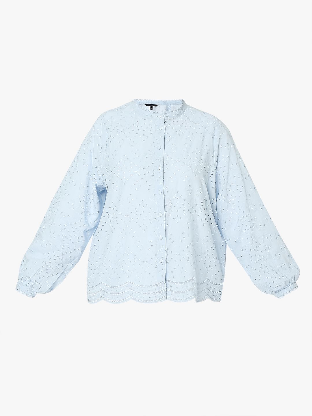 Light Blue Schiffli Shirt