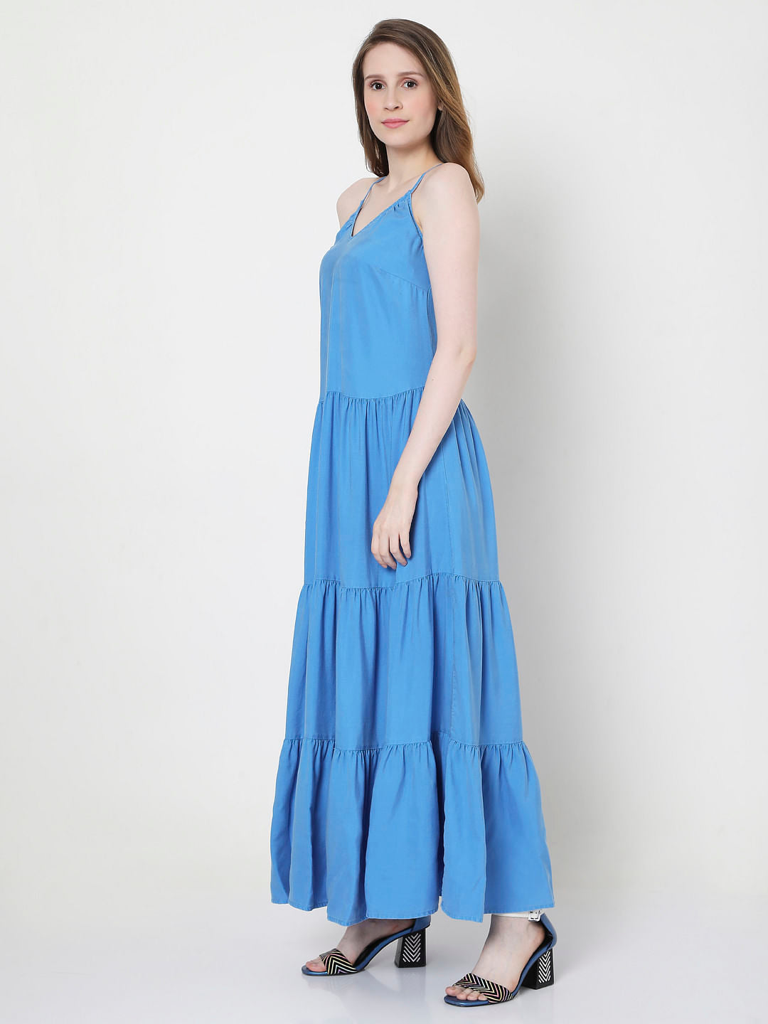 Blue Tiered Maxi Dress