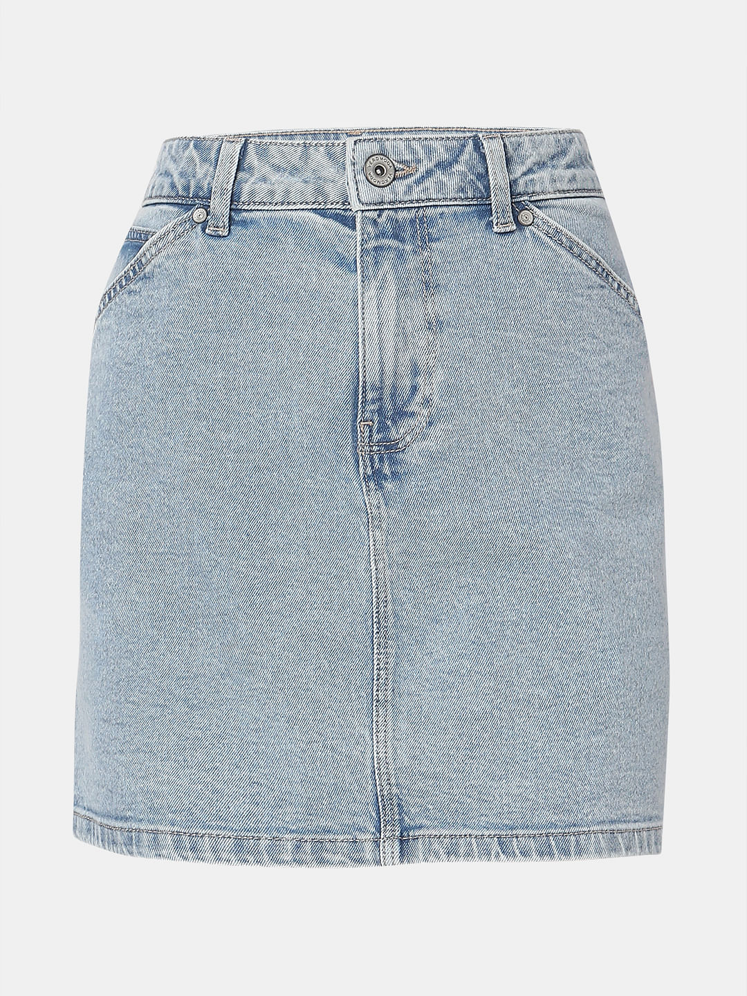 Light Blue Mid Rise Denim Skirt