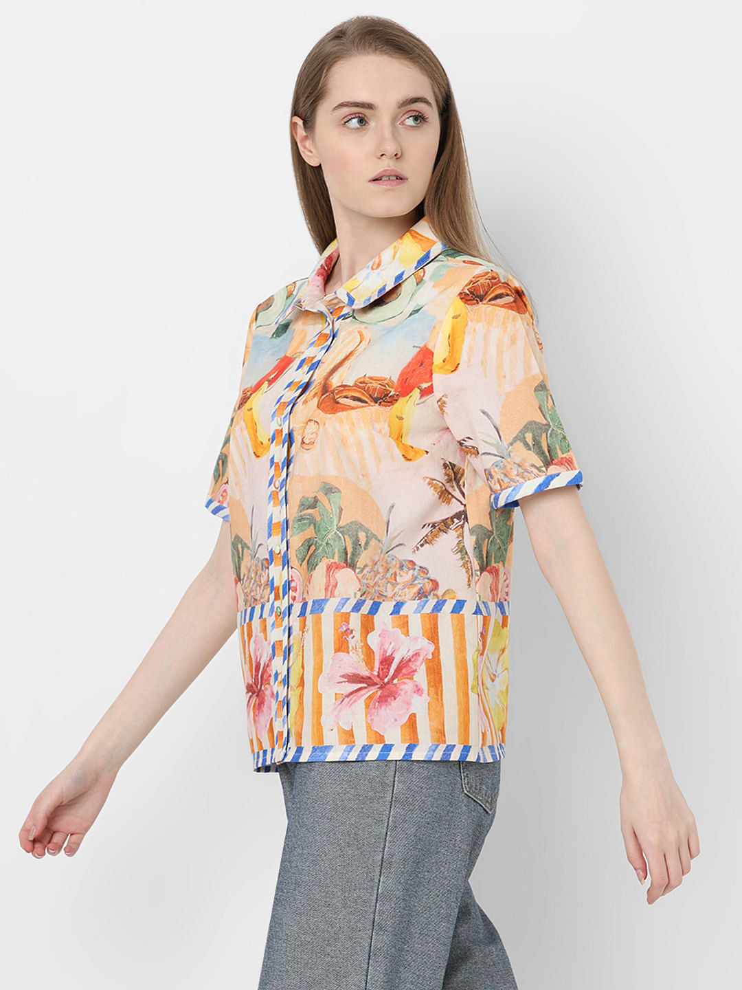 Yellow Tropical Print Shirt