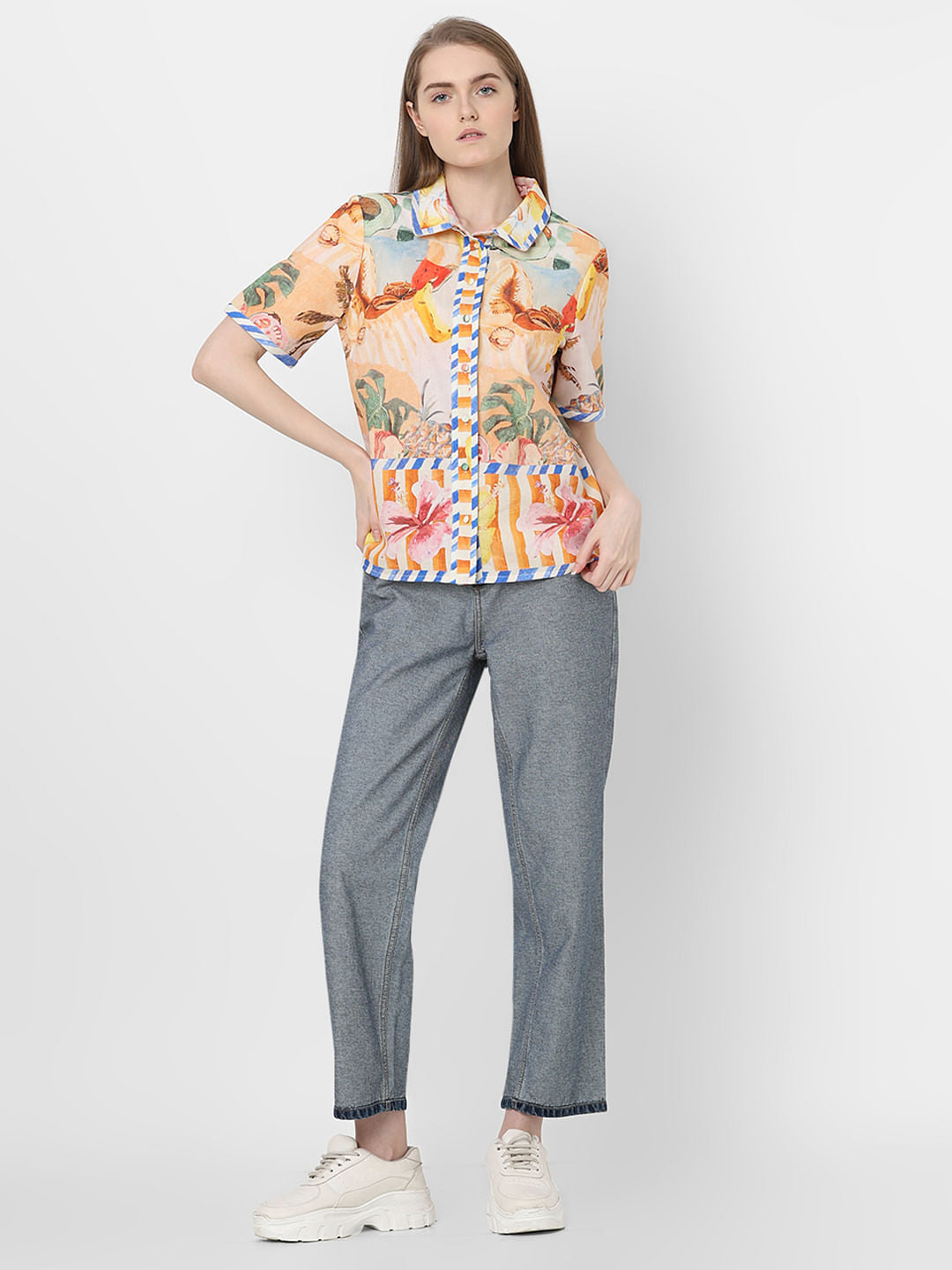 Yellow Tropical Print Shirt