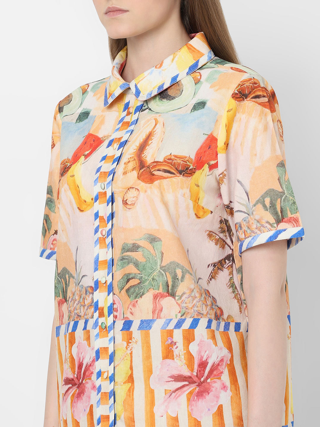 Yellow Tropical Print Shirt