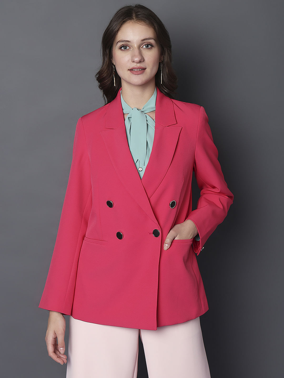 Pink Double Breasted Blazer