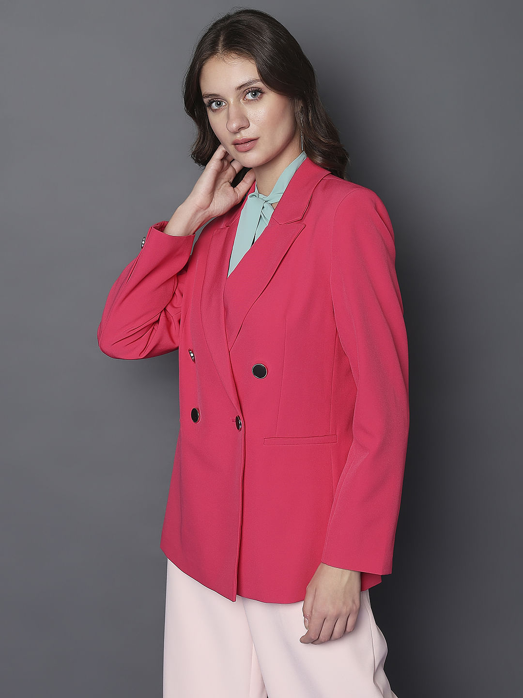 Pink Double Breasted Blazer
