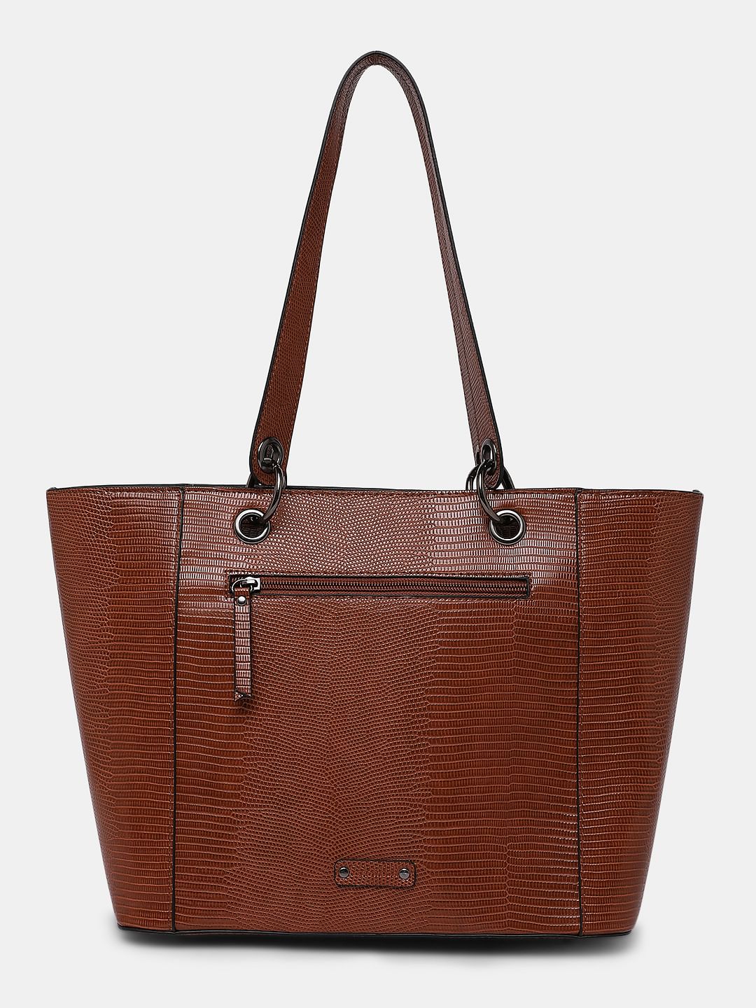 Brown Textured Handbag