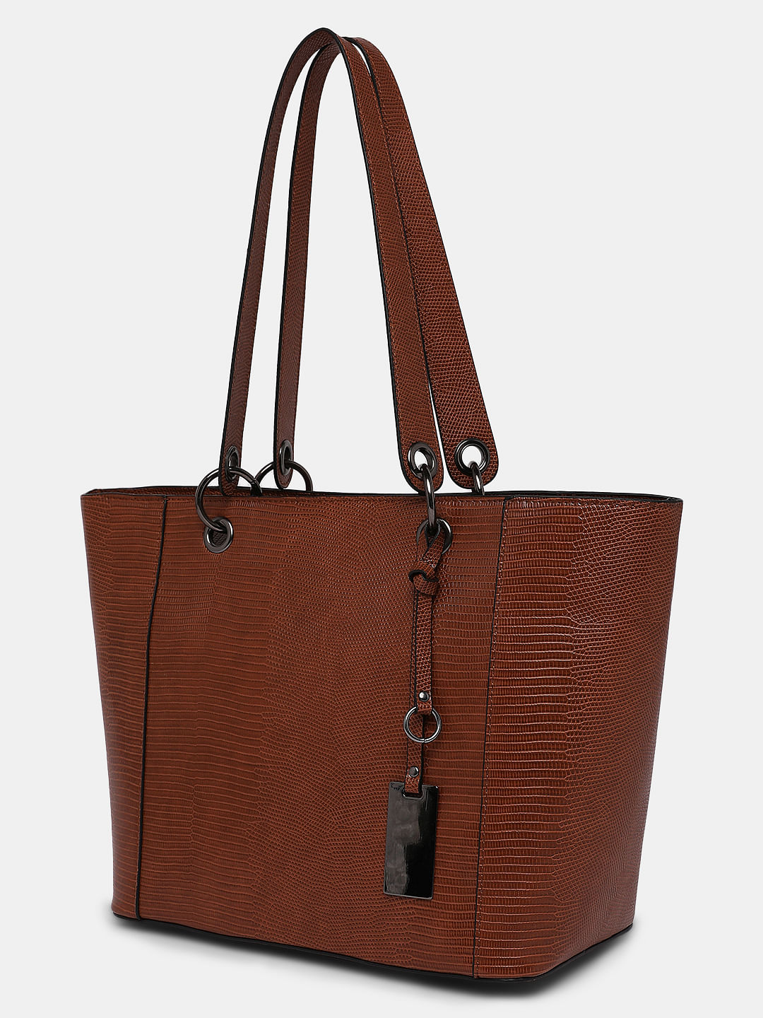 Brown Textured Handbag
