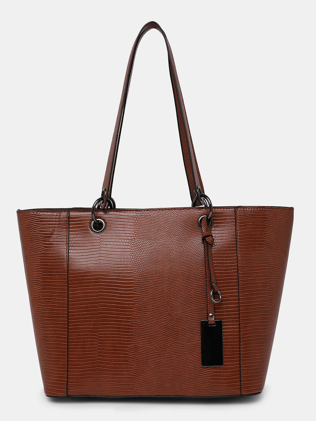 Brown Textured Handbag