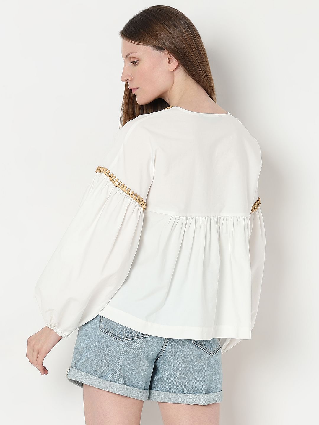 White Beaded Flared Top