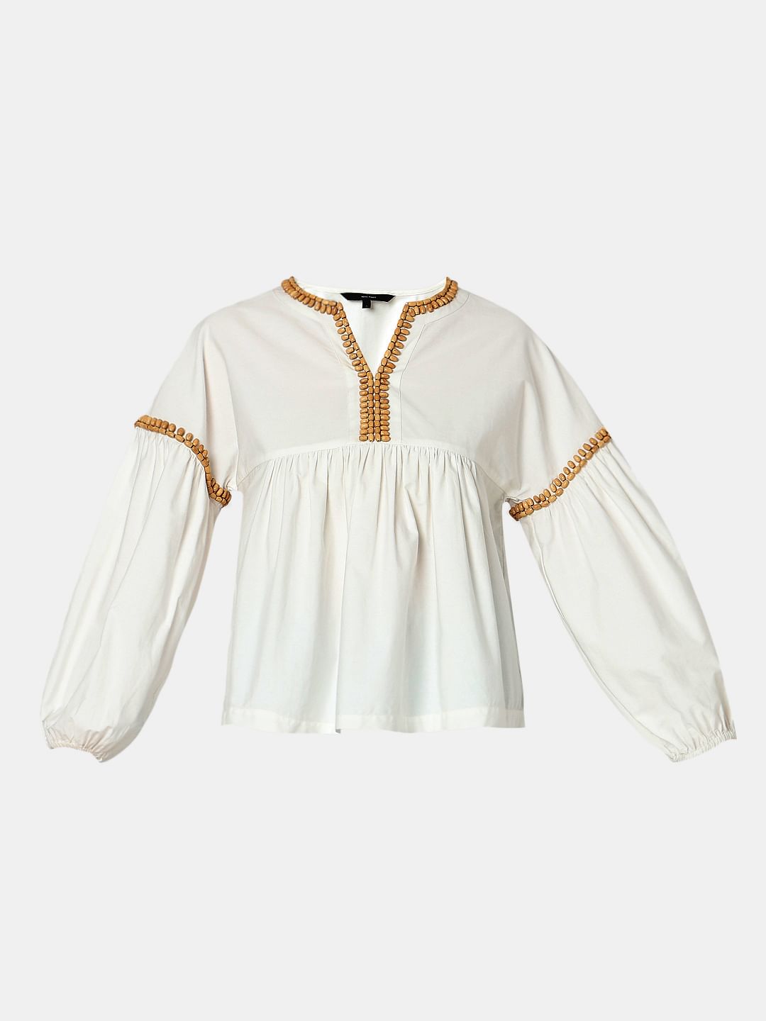 White Beaded Flared Top