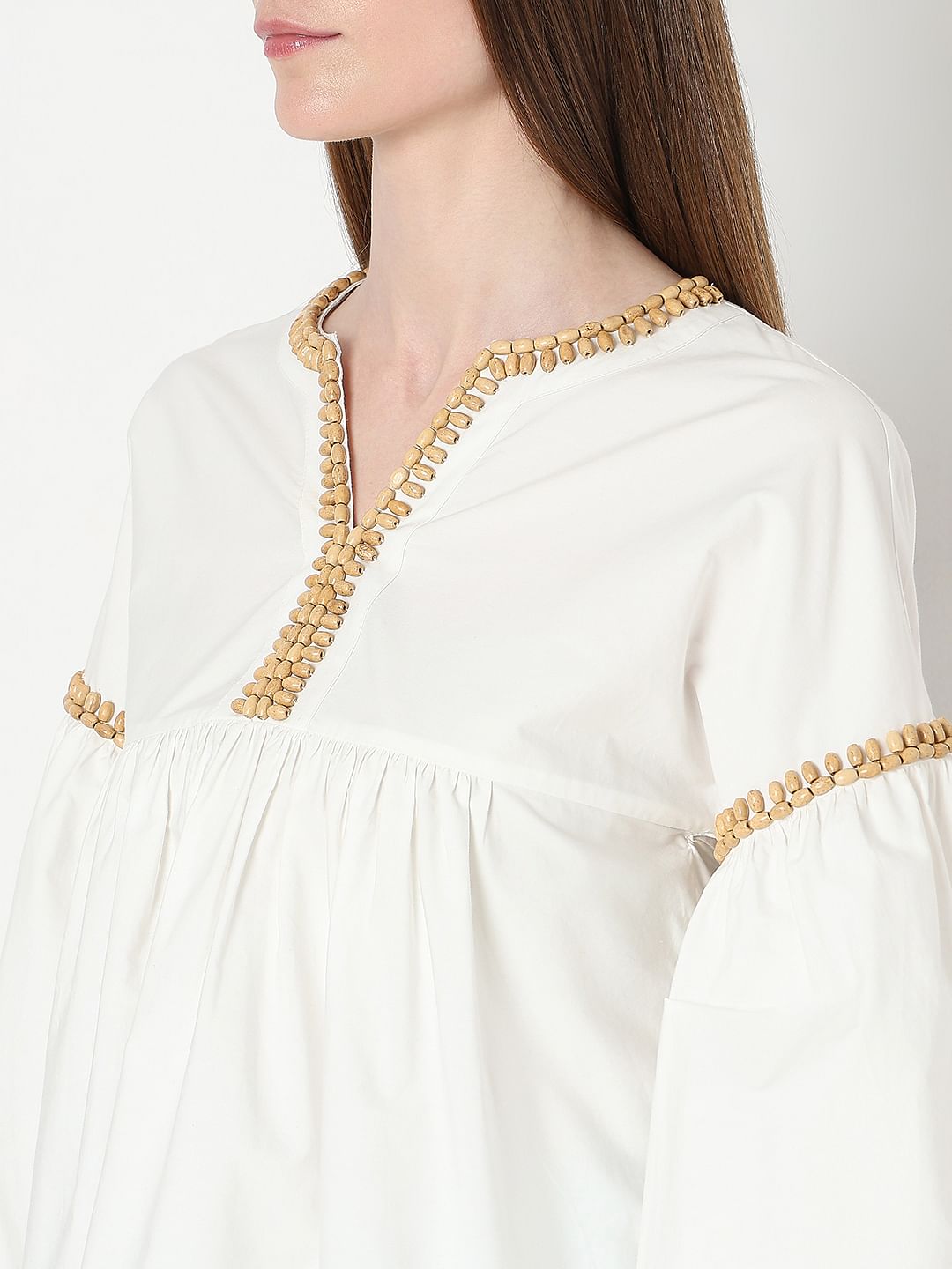 White Beaded Flared Top