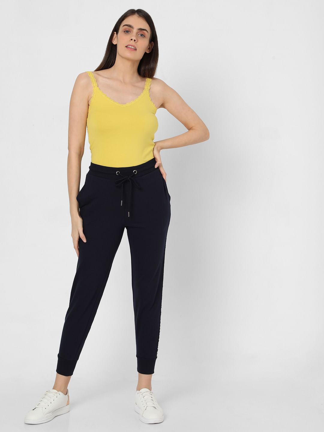 Navy Blue Tape Detail Lounge Joggers