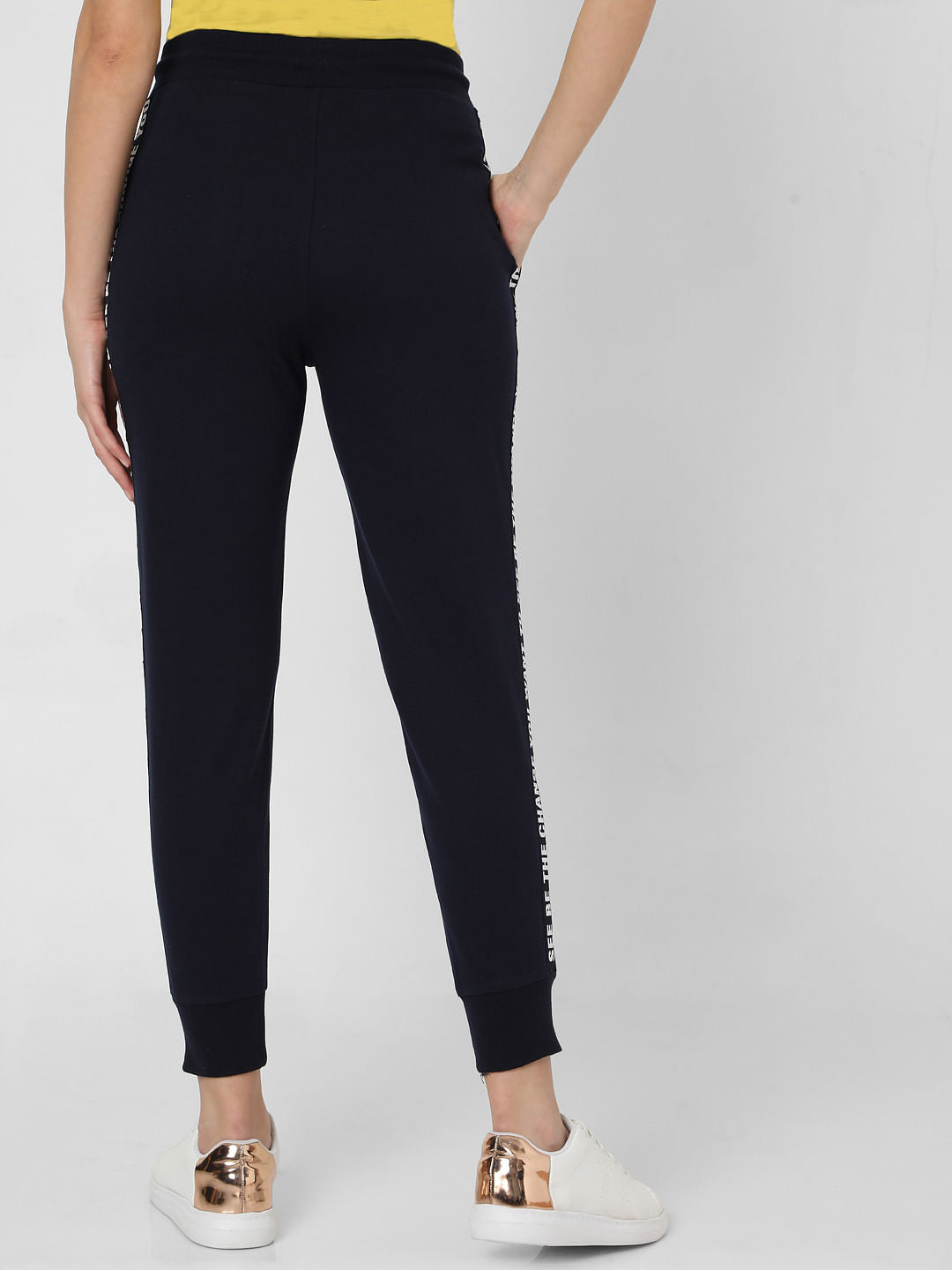 Navy Blue Tape Detail Lounge Joggers