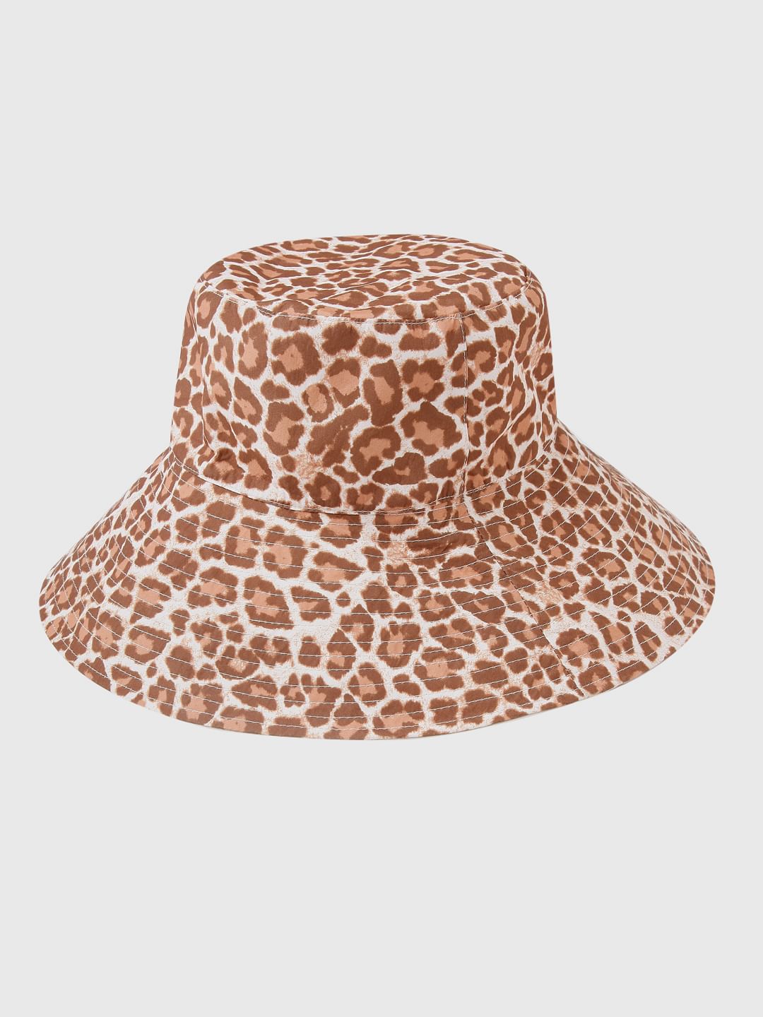 Beige Animal Print Bucket Hat