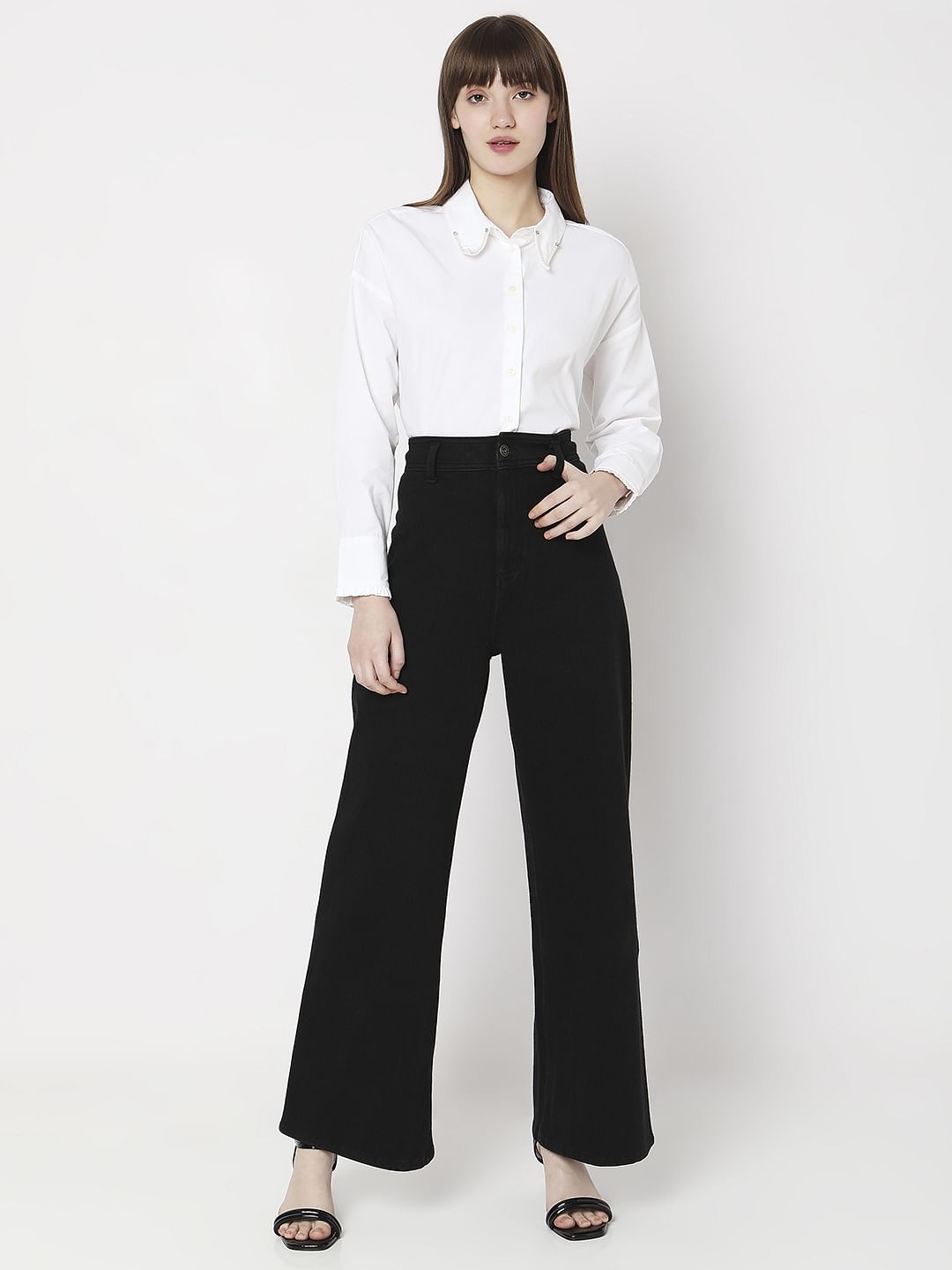 Black High Rise Jade Straight Fit Jeans