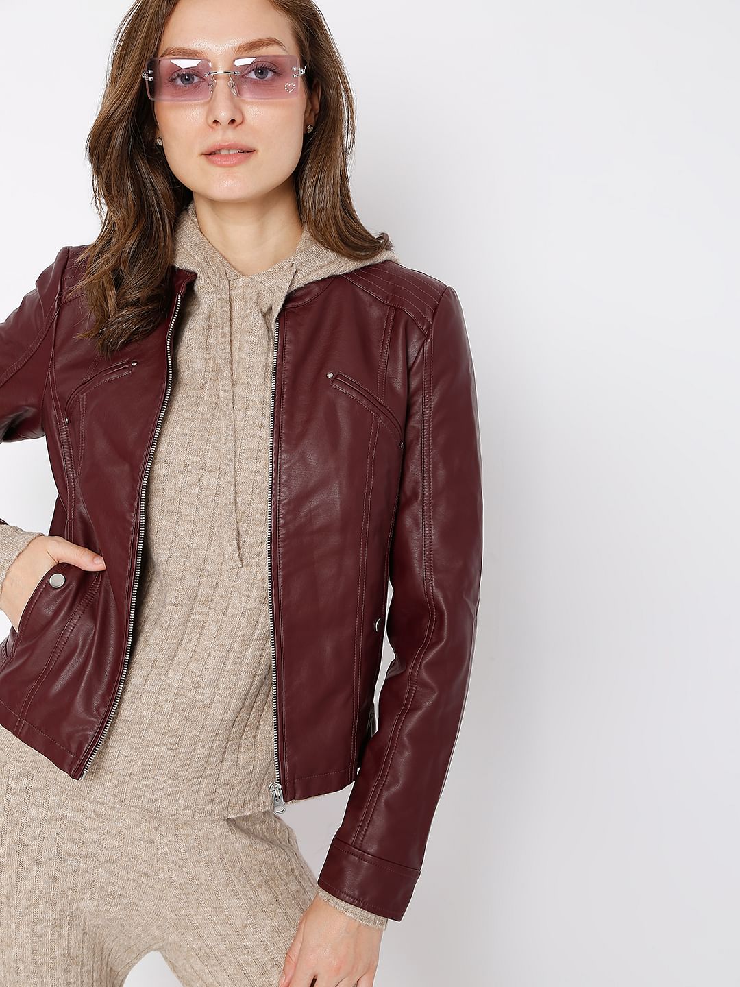 Burgundy Pu Jacket