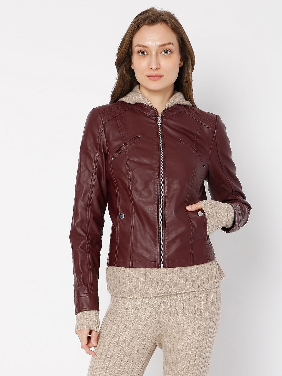 Burgundy Pu Jacket