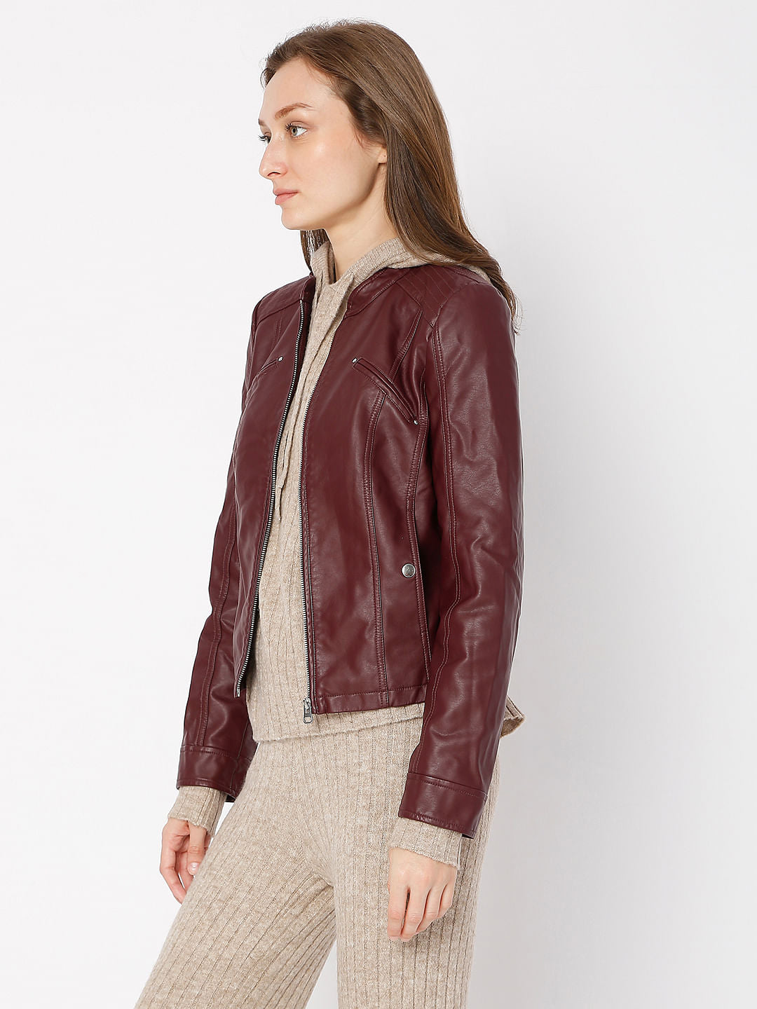 Burgundy Pu Jacket