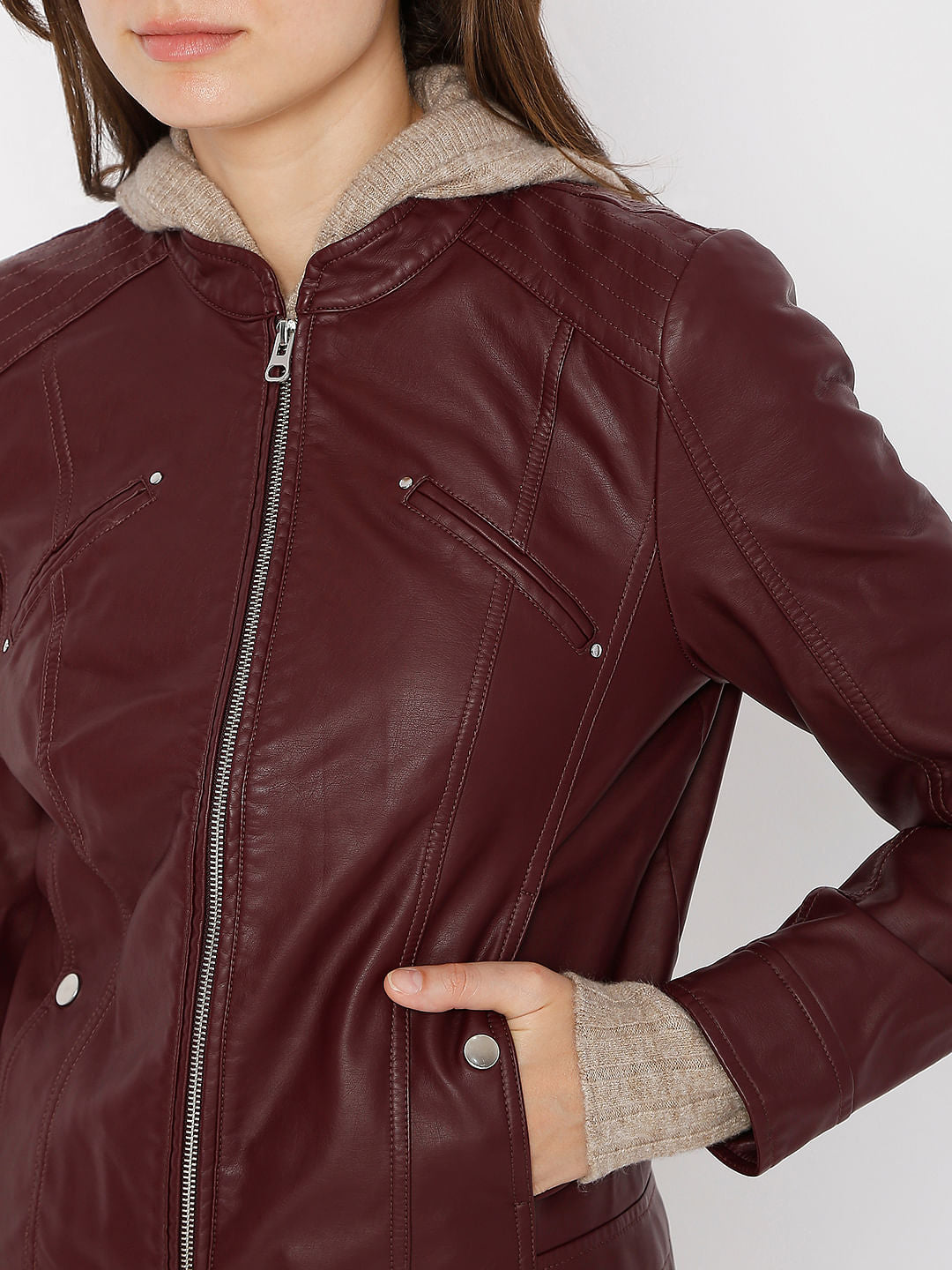 Burgundy Pu Jacket