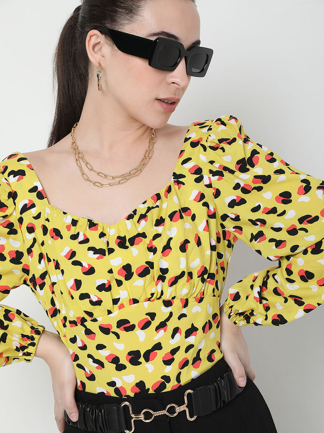 Yellow All Over Print Top