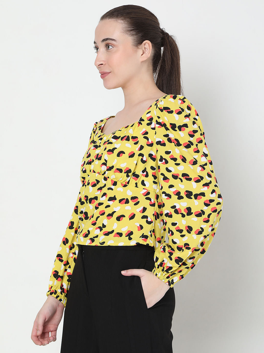 Yellow All Over Print Top