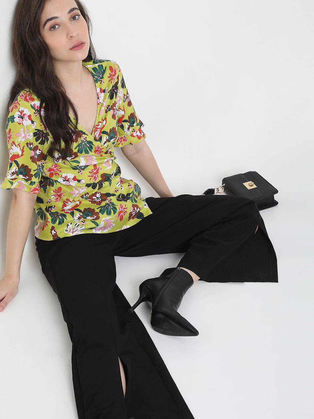 Green Floral Print Top