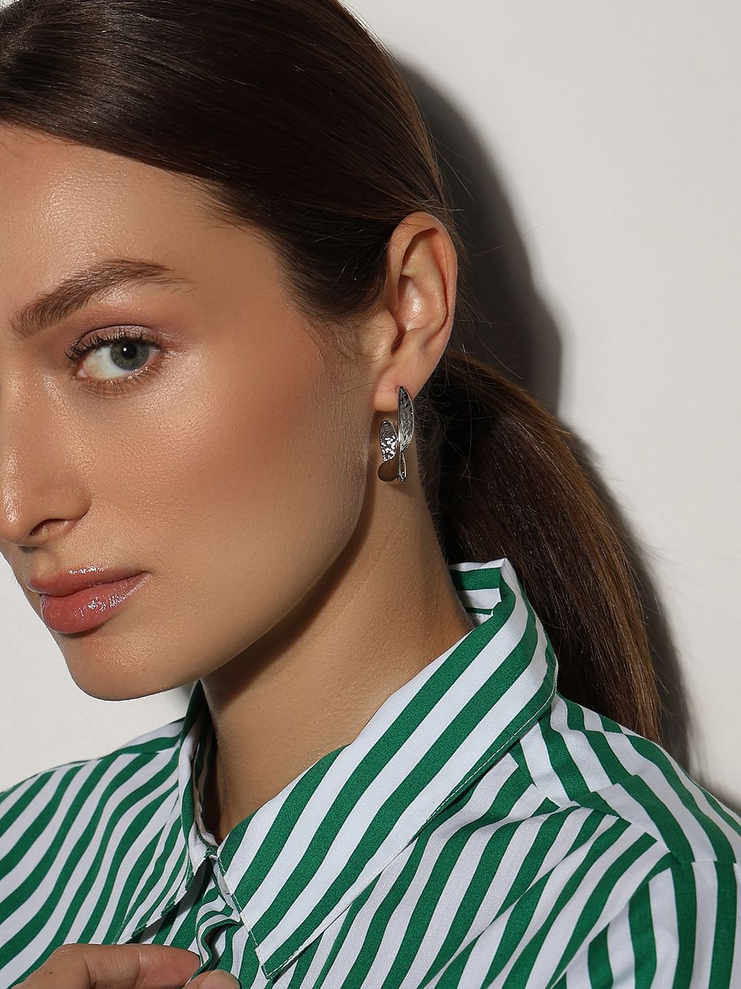Silver Twisted Hoops - ONE