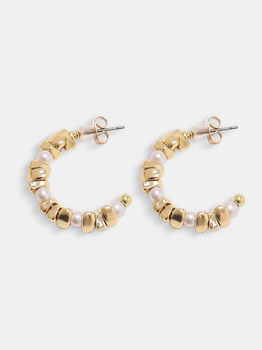 Golden Pearl Detail Hoops