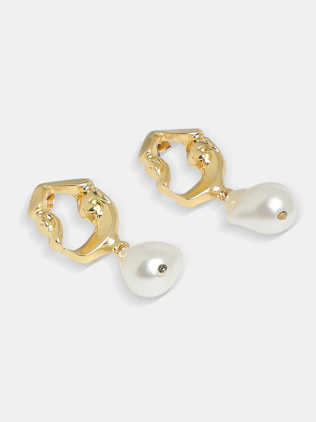 Gold Pearl Drop Earrings