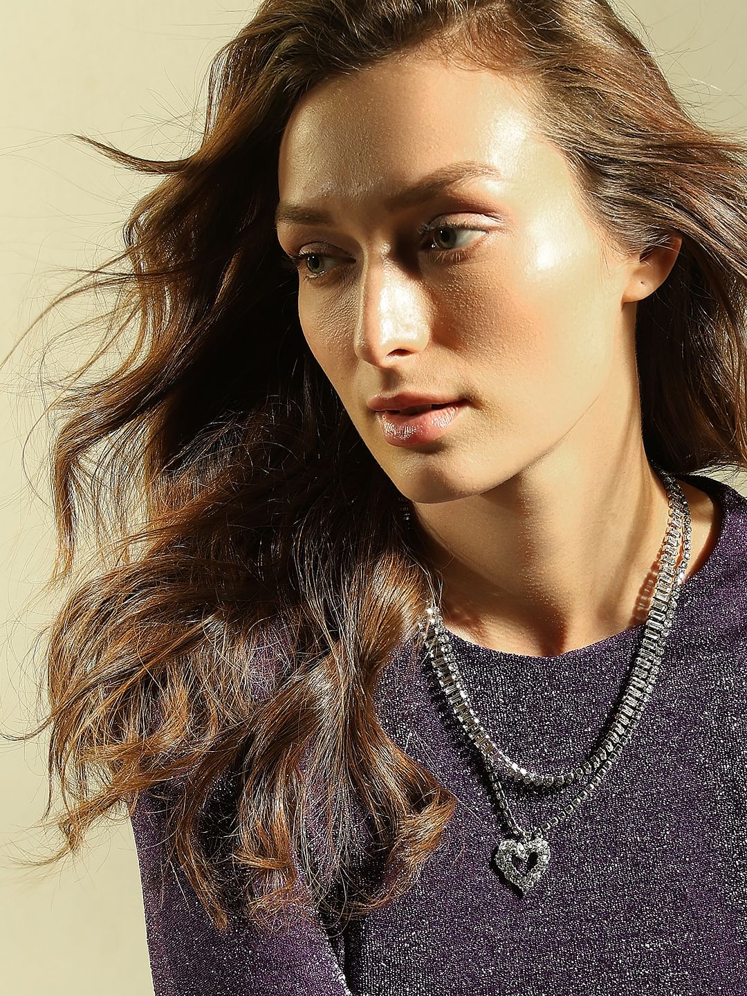 Silver Crystal Layered Necklace