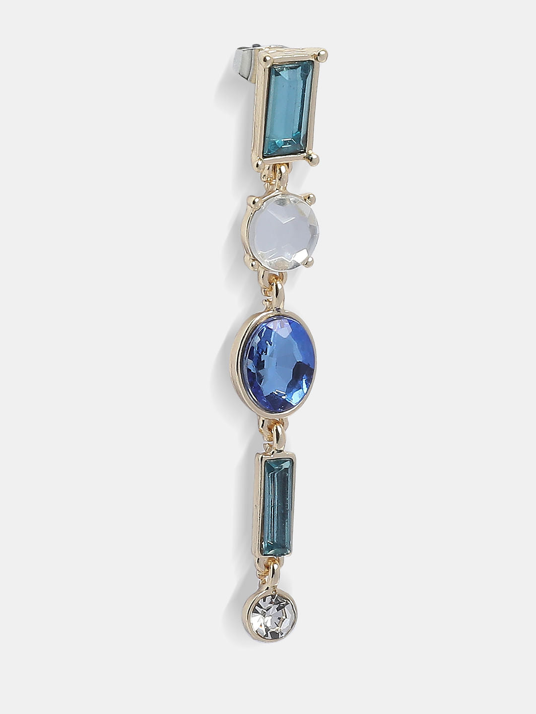 Blue Gemstone Long Drop Earrings