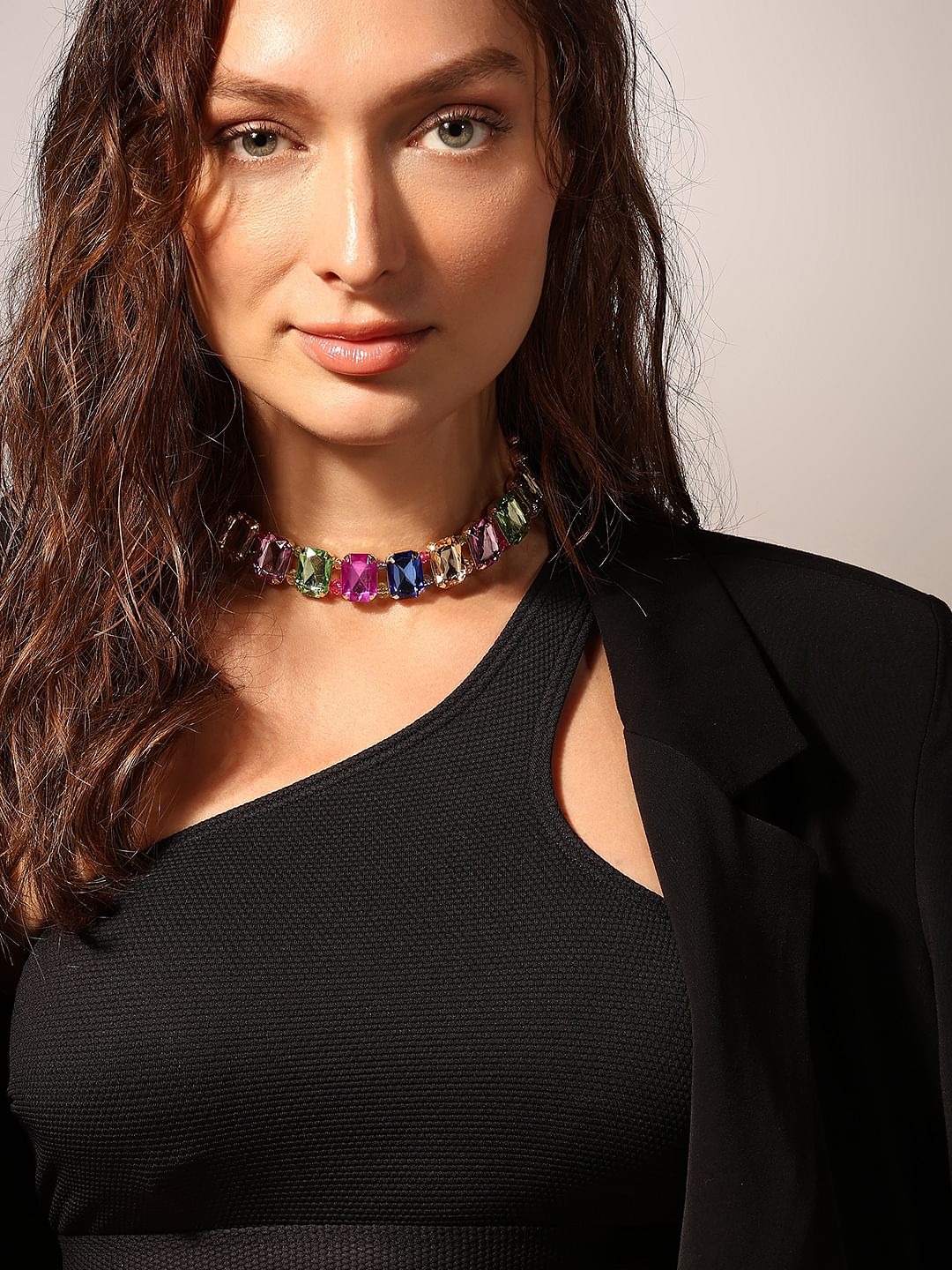Multi-Colour Gemstone Choker Necklace - ONE