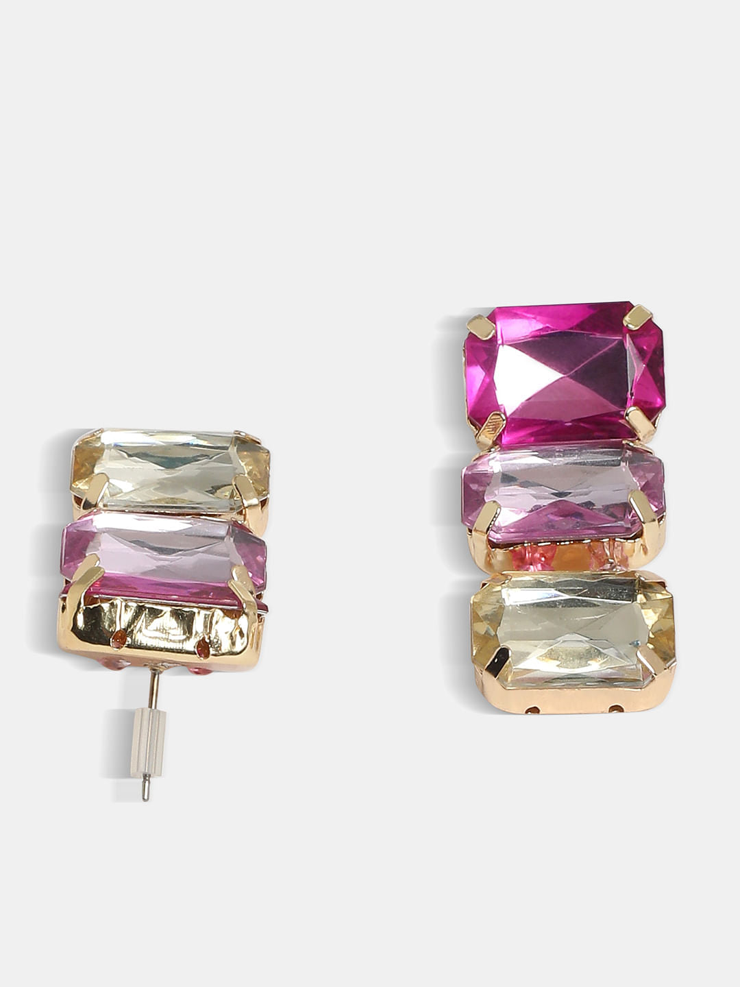 Pink Rhinestone Dangler Earrings