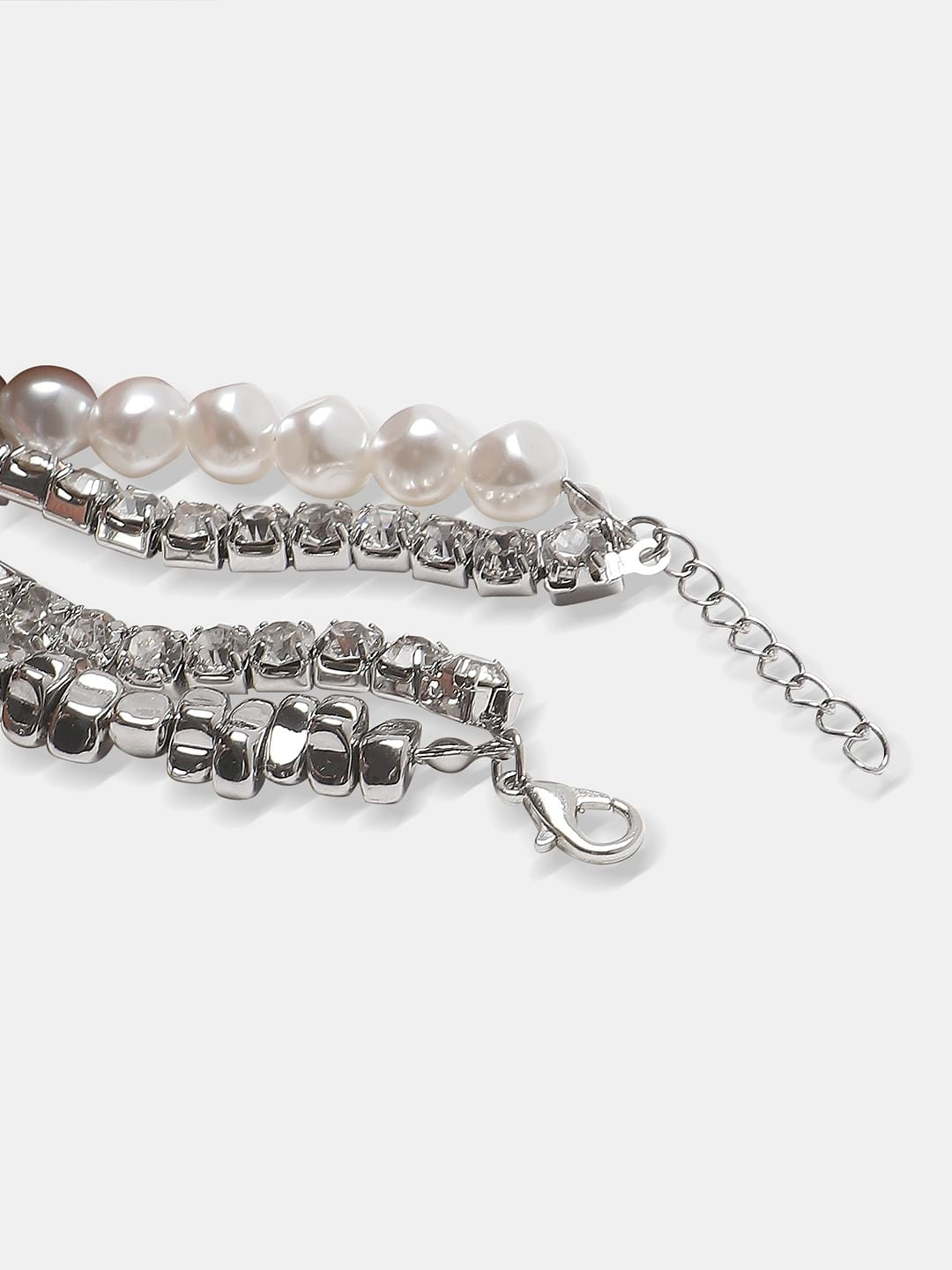 Silver Pearl Embellished Bracelet