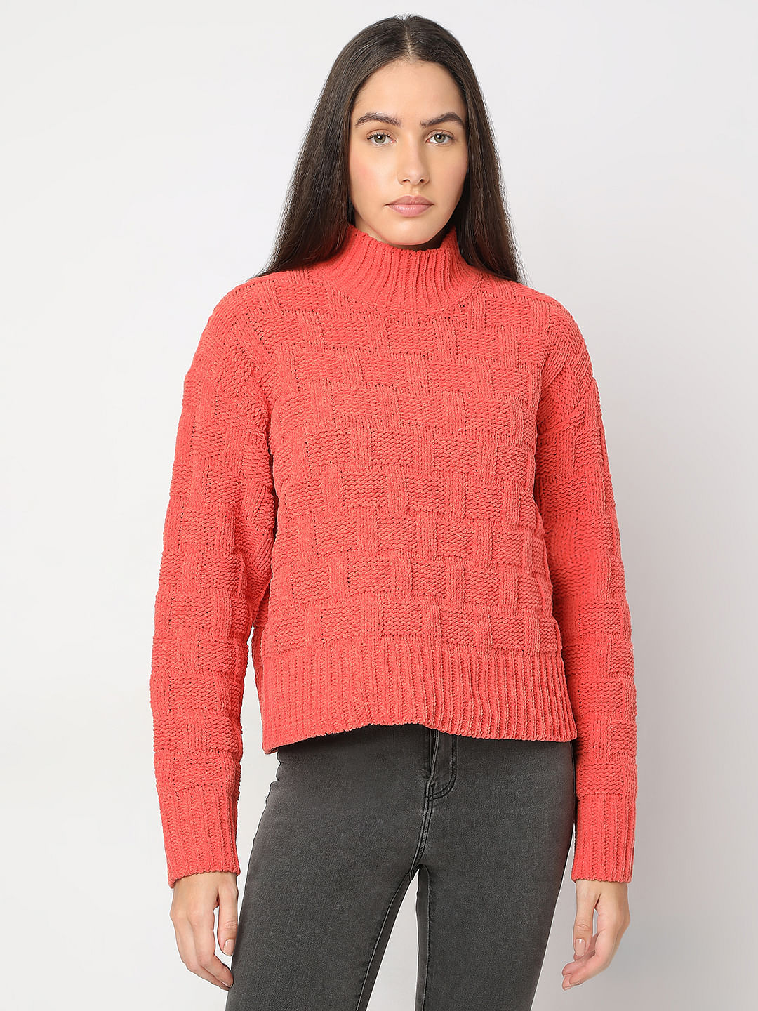 Pink High Neck Pullover