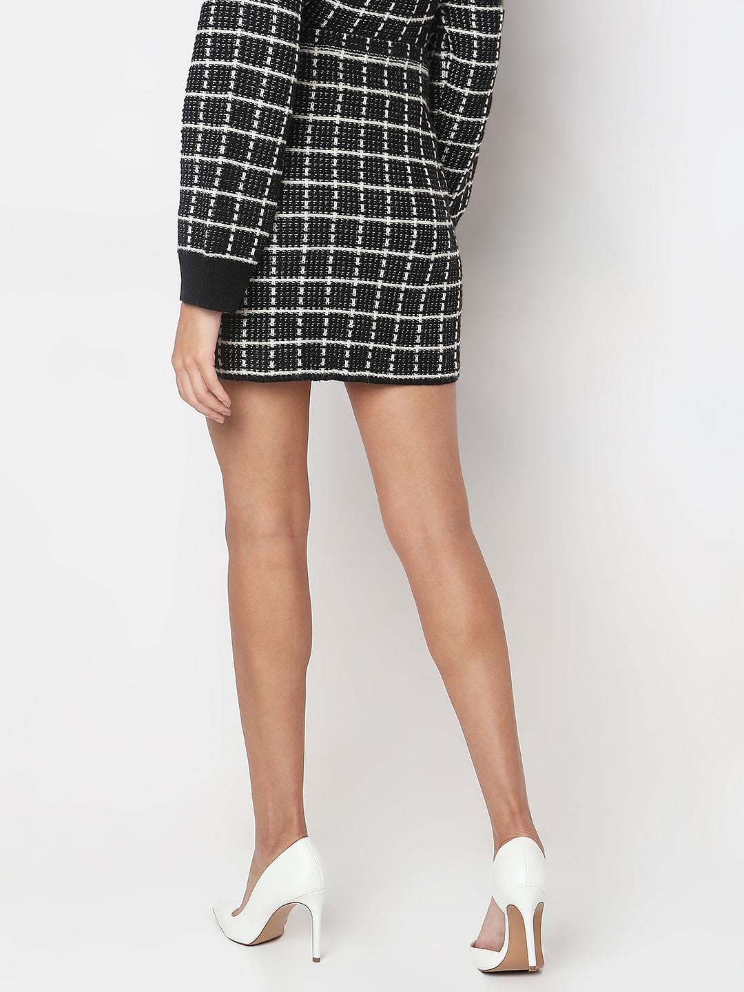 Black Jacquard Mini Skirt