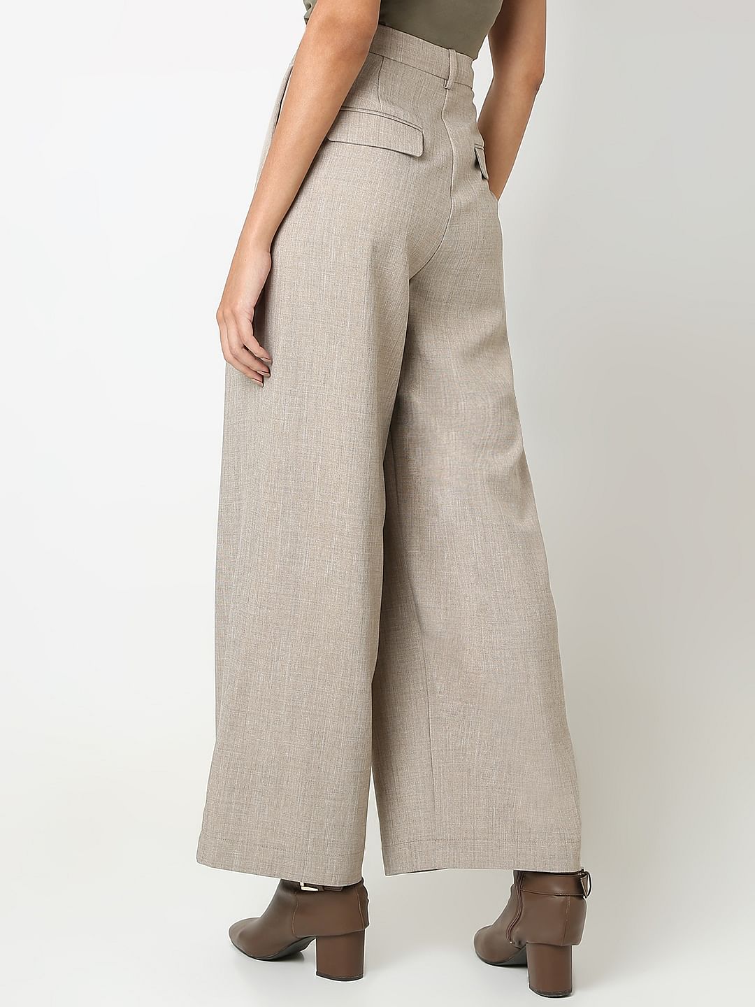 Taupe Grey Box Pleat Co-Ord Set Pants
