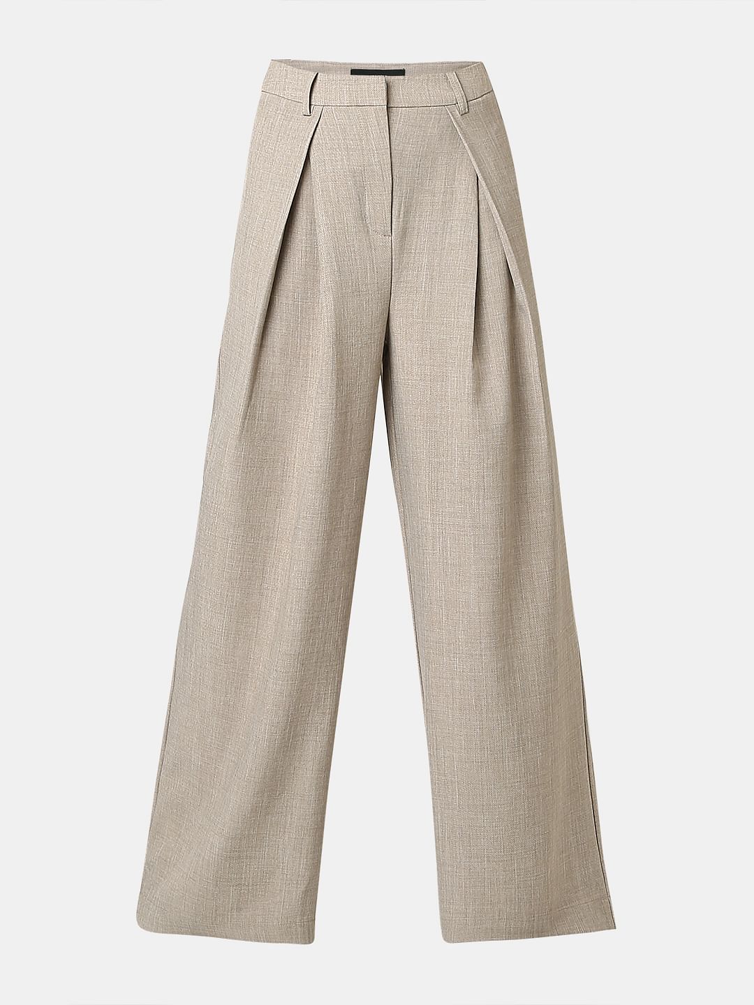 Taupe Grey Box Pleat Co-Ord Set Pants