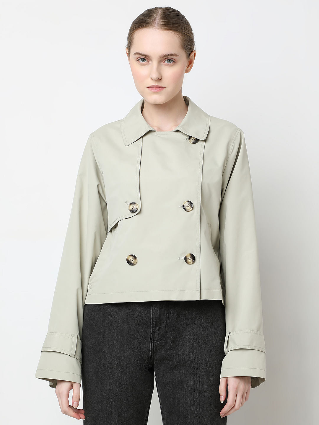 Beige Short Trench Coat