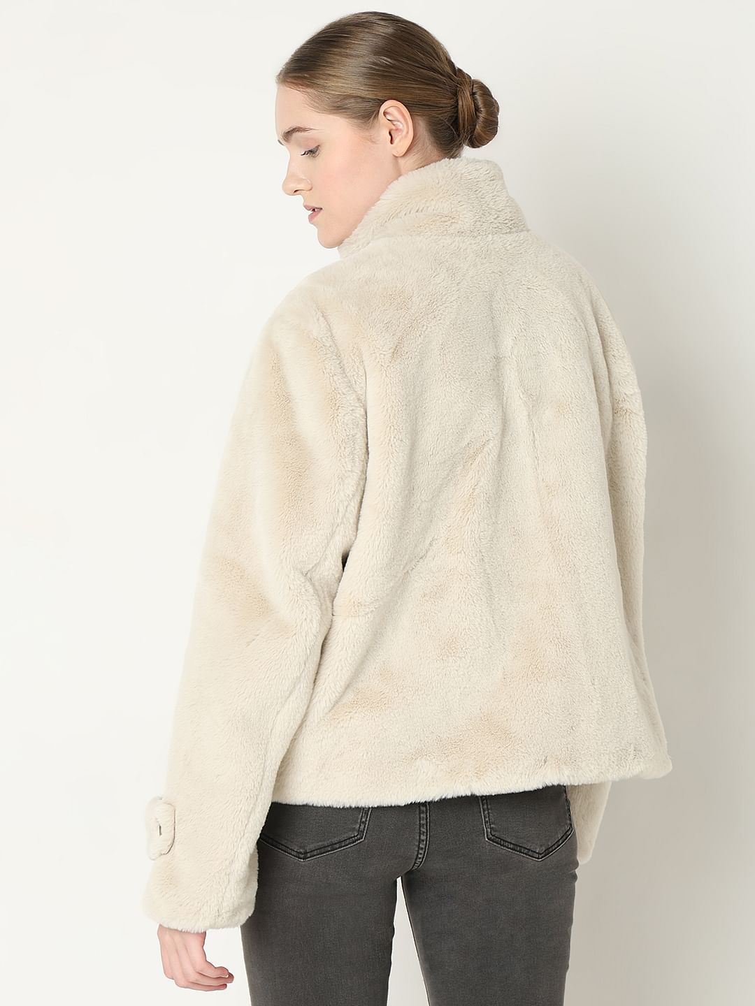 Beige Faux Fur Jacket