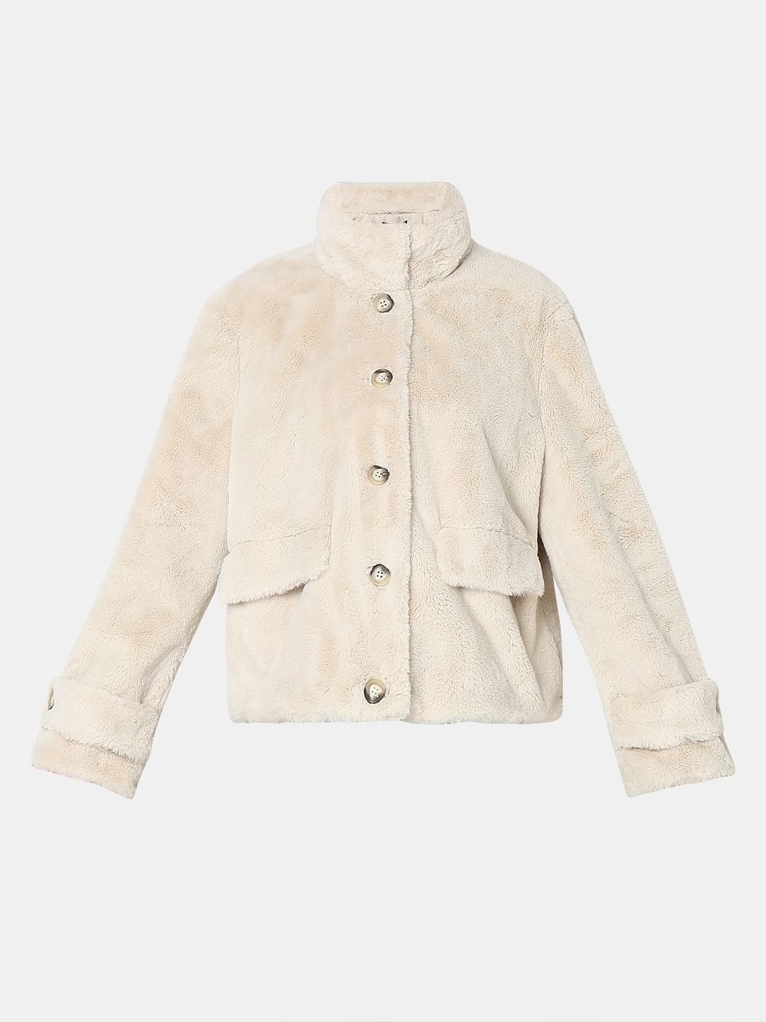 Beige Faux Fur Jacket