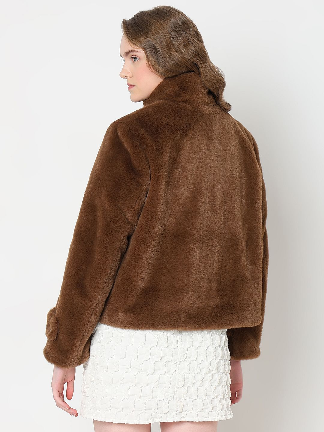 Dark Brown Faux Fur Jacket