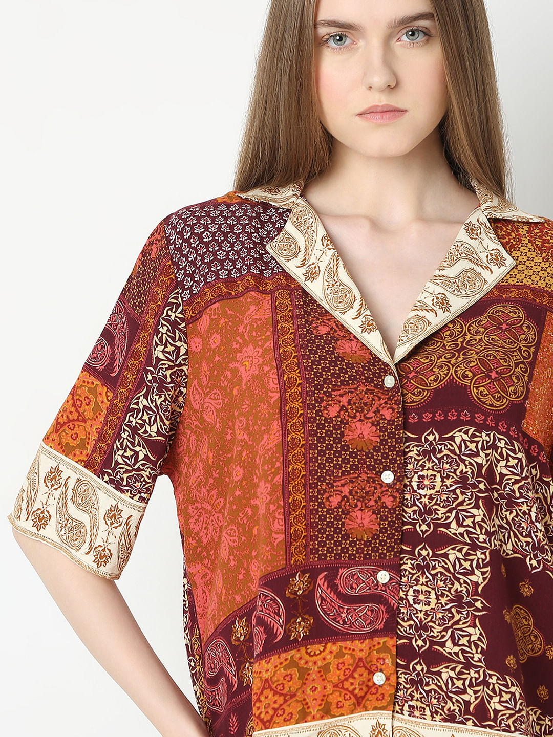 Orange Printed Shirt