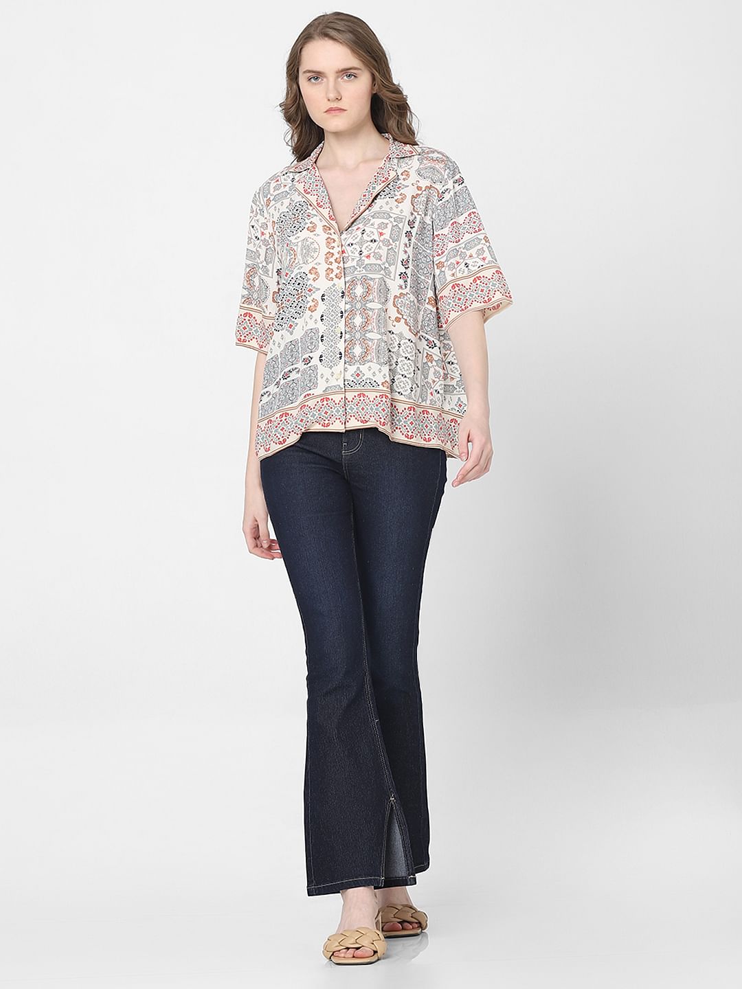 Beige Printed Shirt