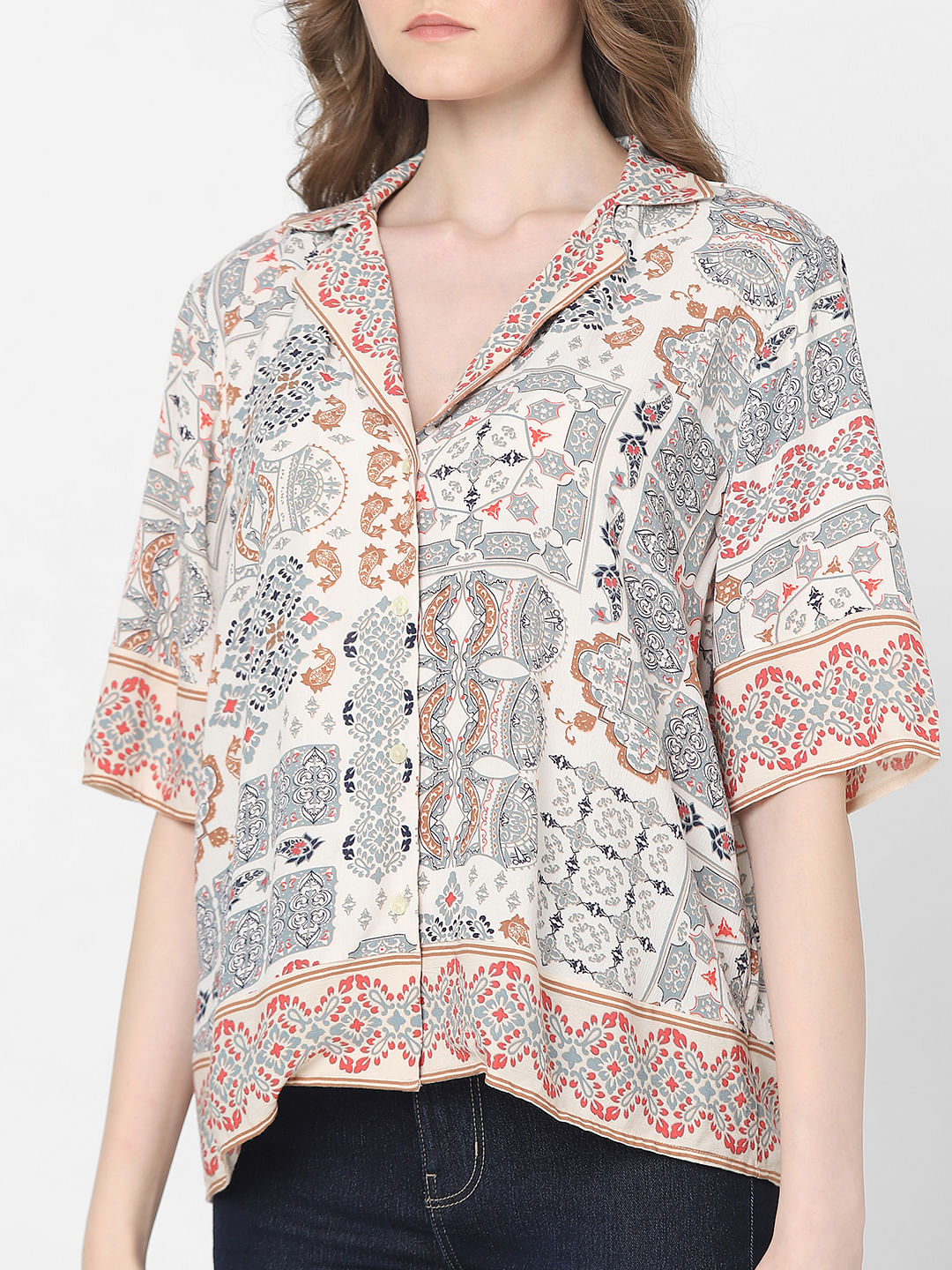 Beige Printed Shirt